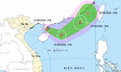 Bản đồ dự báo đường đi, khu vực ảnh hưởng của áp thấp nhiệt đới. (Nguồn: NCHMF)