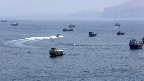 Quang cảnh eo biển Hormuz, gần thị trấn Khasab, miền bắc Oman. (Ảnh: THX/TTXVN)