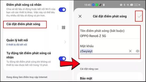 Truy cập Cài đặt điểm phát sóng, đặt tên Wi-Fi (SSID) và mật khẩu.