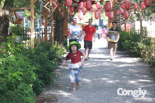 Sự háo hức của trẻ nhỏ khi được vui chơi trong không gian xanh giữa Thủ đô.