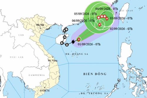 Bản đồ dự báo quỹ đạo và cường độ bão số 5.