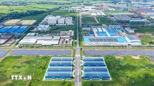 Khu công nghiệp Thành Thành Công, phường Trảng Bàng, tỉnh Tây Ninh, nơi tập trung nhiều dự án đầu tư nước ngoài, góp phần tạo động lực phát triển công nghiệp xanh của Tây Ninh. (Ảnh: Minh Phú/TTXVN)