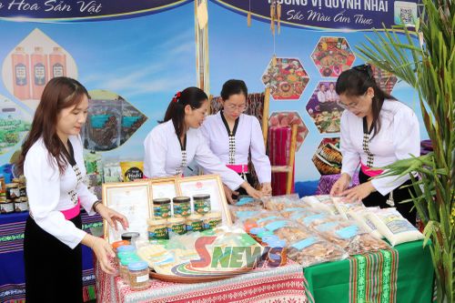 Trưng bày sản phẩm OCOP xã Quỳnh Nhai.