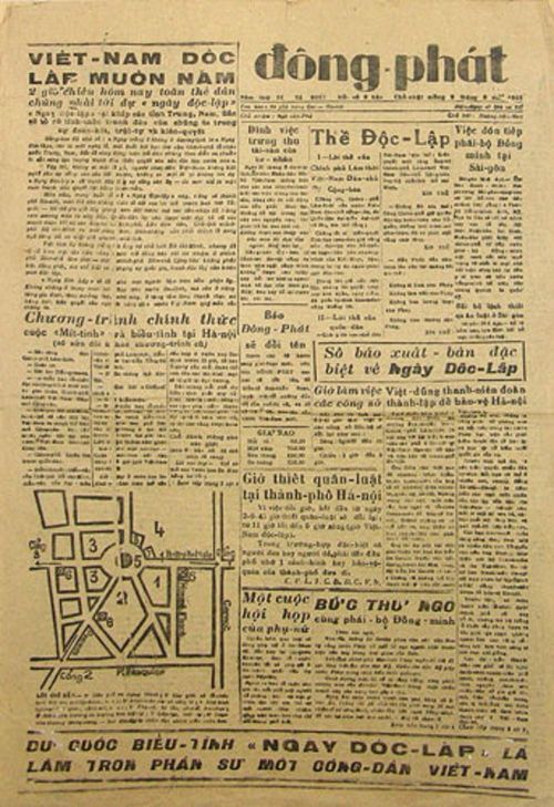 Tờ “Đông Phát” số 6107 phát hành đúng ngày 2.9.1945. Ảnh: BTLSQG