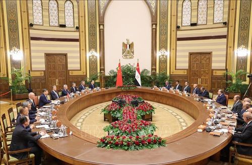 Cuộc gặp giữa Chủ tịch Trung Quốc Tập Cận Bình và Tổng thống Ai Cập Abdel Fattah El-Sisi ở Cairo ngày 2/9/2026. Ảnh: THX/TTXVN phát