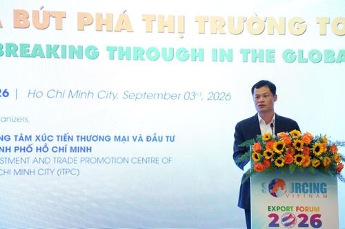 Ông Đỗ Quốc Hưng, Quyền Vụ trưởng Vụ Phát triển thị trường nước ngoài, Bộ Công Thương phát biểu tại hội thảo chiều 3/9.