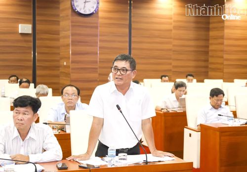 Lãnh đạo Ban Quản lý Dự án đầu tư xây dựng các công trình nông nghiệp và giao thông tỉnh phát biểu và báo cáo công việc đã thực hiện.
