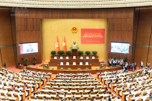 Các đại biểu dự hội nghị tại điểm cầu Trung ương. (ảnh Media Quochoi)
