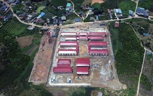 Trường phổ thông nội trú liên cấp TH và THCS xã Lóng Phiêng (Sơn La) đã hoàn thành sau gần một năm thi công. Ảnh: Quang Quyết - TTXVN