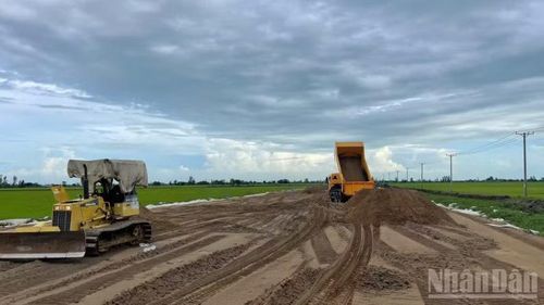 Nhà thầu thi công cao tốc Châu Đốc-Cần Thơ-Sóc Trăng đoạn qua thành phố Cần Thơ. Ảnh: THANH TÂM