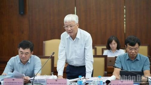 Tiến sĩ Nguyễn Anh Tuấn, Thành viên Hội đồng thành viên TKV đóng góp ý kiến cho dự án. (Ảnh THÀNH NAM)