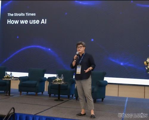 Bà E-von Yeung, Biên tập viên Chiến lược tòa soạn về AI và đổi mới tại The Straits Times. Ảnh: Sơn Hải.