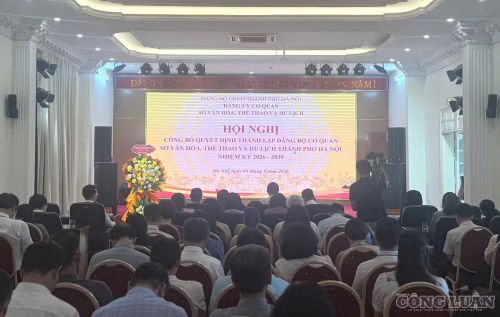 Quang cảnh Hội nghị công bố Quyết định thành lập Đảng bộ cơ quan Sở VHTT&DL TP Hà Nội, nhiệm kỳ 2026-2030