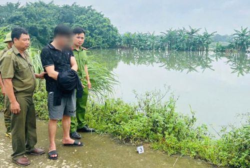 Đối tượng Sơn tại hiện trường gây án.