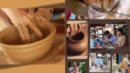 Không chỉ được ngắm, du khách có thể tự tay mình chuốt đất, xoay bàn gốm và thử tạo hình một sản phẩm nhỏ để cảm nhận sự công phu của nghề truyền thống hơn 500 năm tuổi. (Ảnh: Vietnam+)