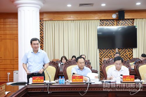 Đồng chí Nguyễn Cảnh Toàn, Phó Bí thư Tỉnh ủy, Chủ tịch UBND tỉnh báo cáo bổ sung tiến độ giải quyết một số dự án tại cuộc họp