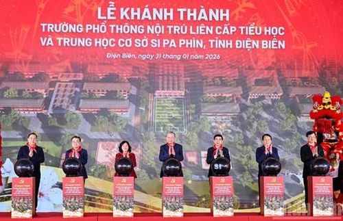 Tổng Bí thư Tô Lâm và Đoàn công tác của Trung ương dự lễ khánh thành trường Phổ thông nội trú liên cấp tiểu học và THCS Si Pa Phìn, tỉnh Điện Biên (tháng 1/2026)