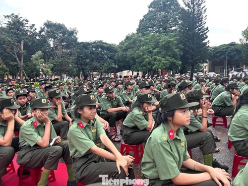Học sinh tham dự khai giảng tại trường Văn hóa Công an nhân dân II.