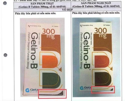 Mẫu thuốc Getino-B Tablets 300mg nghi ngờ giả. Ảnh: Sở Y tế TPHCM