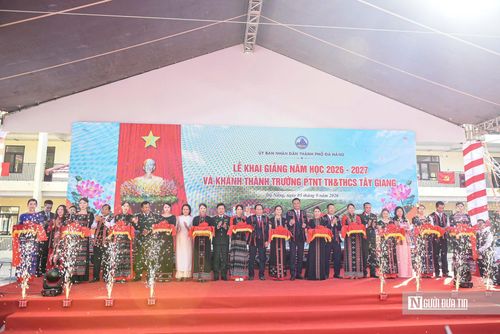 Ngôi trường mới được đầu tư gần 286 tỷ đồng, đáp ứng nhu cầu học tập, ăn ở và sinh hoạt cho học sinh vùng cao Tây Giang.