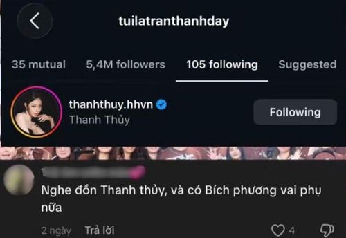 Trấn Thành và Thanh Thủy theo dõi nhau trên Instagram làm "dậy sóng" đồn đoán nàng Hậu sẽ đóng phim Em của nam đạo diễn nghìn tỷ. Ảnh chụp màn hình TikTok Nhật Báo Chiếu Bóng.