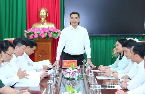 Phó Bí thư Thường trực Tỉnh ủy Nguyễn Hồng Phong phát biểu tại buổi làm việc.