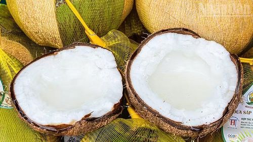 Giống dừa sáp cấy phôi của Hợp tác xã Dừa sáp Hòa Tân, xã An Phú Tân, tỉnh Vĩnh Long cơm dày, thơm ngon. (Ảnh: MINH KHỞI)