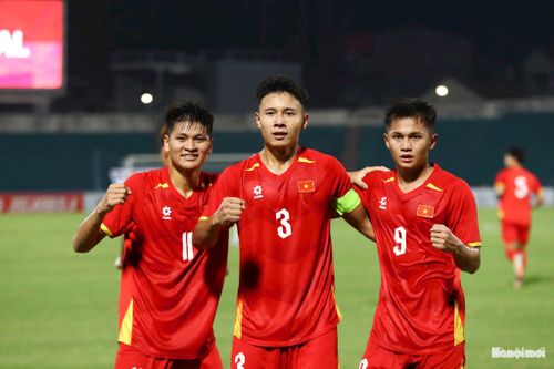 Bàn thắng là phần thưởng xứng đáng cho thế trận tích cực mà U20 Việt Nam tạo ra trong hiệp 1. Ảnh: Ngọc Tú