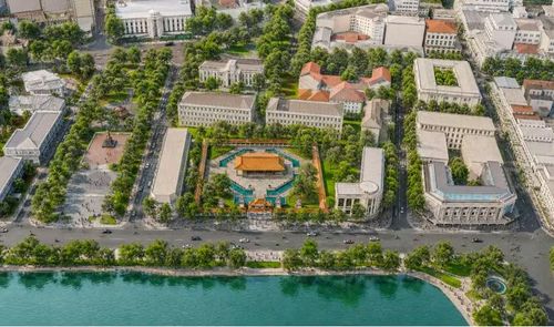 Khu vực Bưu điện Hà Nội được lên phương án nghiên cứu hạ giải một số công trình kiến trúc chưa phù hợp, đồng thời nghiên cứu giải pháp gợi nhắc, tái hiện hình ảnh, hình thái kiến trúc đặc trưng của chùa Báo Ân cũ tại không gian trung tâm trong khuôn viên Bưu điện. Ảnh: UBND TP Hà Nội.