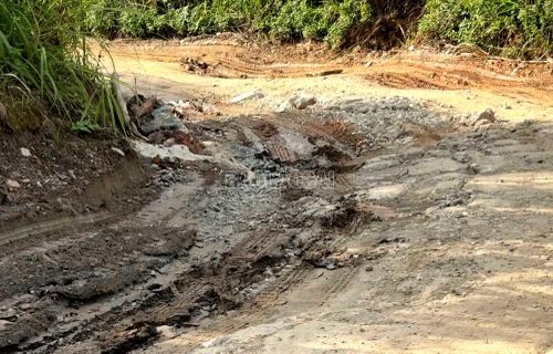 Mặt đường lồi lõm khiến phương tiện di chuyển khó khăn.
