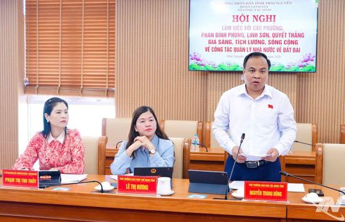 Thành viên Đoàn công tác phát biểu tại buổi làm việc.
