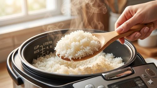 Tại sao không nên mở nắp nồi cơm điện để xới cho đến khi chín hẳn? Ảnh minh họa.