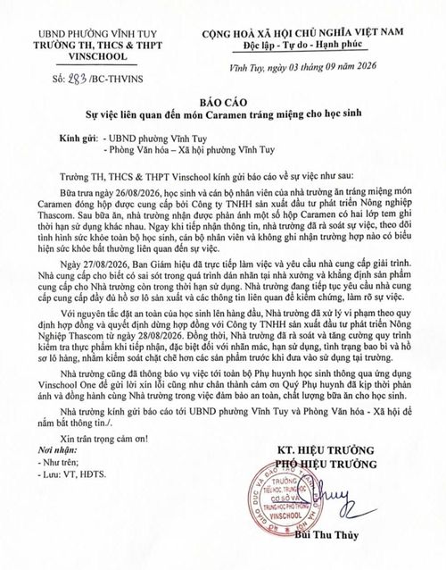 Vinschool dừng nhà cung cấp caramen có hai lớp tem hạn sử dụng.