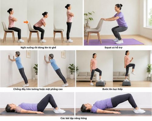 Một số bài tập đơn giản tăng cường sức mạnh cho phụ nữ trên 50 tuổi. (Ảnh AI)