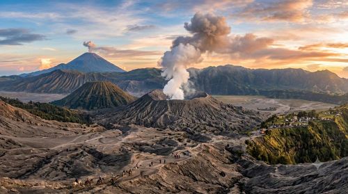 Núi lửa Anak Krakatau phun trào khiến 8 sân bay phải tạm đóng cửa. Ảnh minh hoạ: AI
