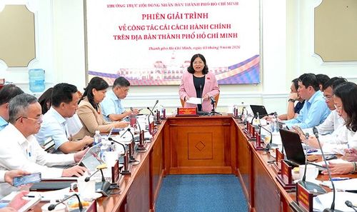  Phiên giải trình về công tác cải cách hành chính trên địa bàn TPHCM do Thường trực HĐND TPHCM tổ chức. Ảnh: THU HƯỜNG - CẨM NƯƠNG 