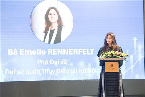 Bà Emelie Rennerfelt, Phó Đại sứ Thụy Điển tại Việt Nam phát biểu. Ảnh: TTXVN phát