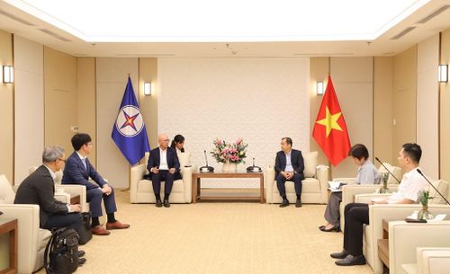 Tại buổi làm việc giữa Phó Tổng giám đốc EVN Ngô Sơn Hải với ông Nagasawa Masashi - Phó Tổng giám đốc TEPCO Holdings. Khánh Ly/Bnews.vn/Vnanet.vn