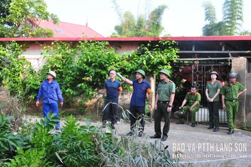 Cán bộ phường Tam Thanh, đại diện các đơn vị liên quan chỉ đạo thực hiện cưỡng chế thu hồi đất tại dự án Khu đô thị Nam Hoàng Đồng I