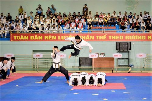 Một tiết mục dự thi môn taekwondo tại Đại hội TDTT Lâm Đồng lần I - 2026