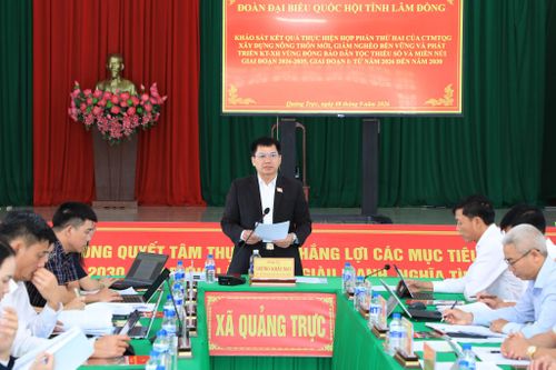 Tỉnh ủy viên, Phó Trưởng đoàn chuyên trách Đoàn ĐBQH tỉnh Lâm Đồng Dương Khắc Mai chủ trì buổi khảo sát tại xã Quảng Trực