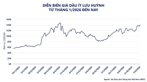 Diễn biến giá dầu ít lưu huỳnh. Nguồn: MXV