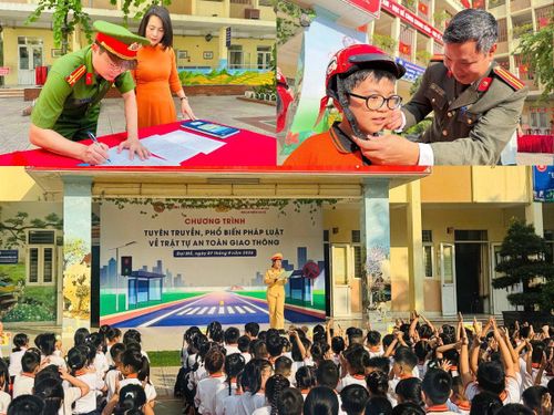 Trường Tiểu học Đại Mỗ chủ động lồng ghép các nội dung giáo dục pháp luật của mô hình vào các hoạt động ngoại khóa. Ảnh PV