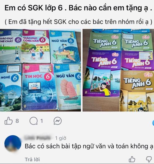 Thông tin xin - tặng SGK được đăng tải nhiều trên mạng xã hội những ngày qua. Ảnh: NĐH