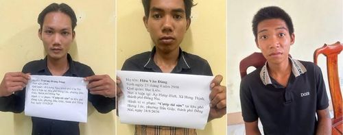 Nhóm đối tượng bị bắt giư. Ảnh: Công an TP Đồng Nai.