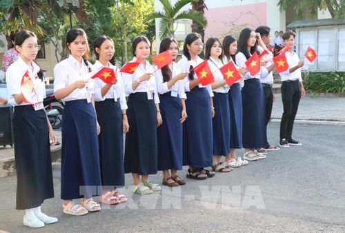 Trường Phổ thông Dân tộc nội trú Trung học phổ thông Trà Vinh (phường Long Đức) có 100% học sinh dân tộc Khmer. Ảnh: Thanh Hòa - TTXVN