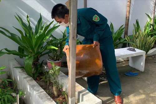Dọn vệ sinh, đổ nước có lăng quăng tại Đặc khu Phú Quý để phòng, chống SXH