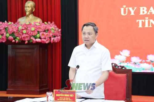 Đồng chí Nguyễn Đình Việt phát biểu tại cuộc họp.