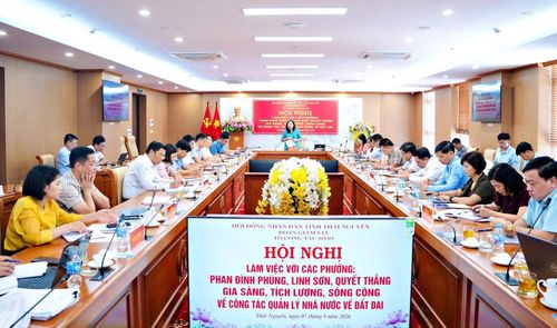Tổ công tác số 3 HĐND tỉnh Thái Nguyên làm việc với UBND các phường về công tác quản lý nhà nước về đất đai trên địa bàn. Ảnh: Đức Cường
