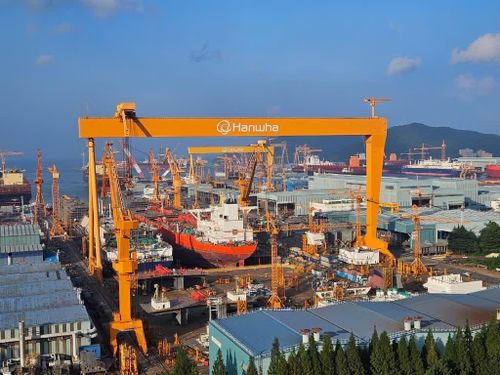  Xưởng đóng tàu Hanwha Ocean tại Geoje, Hàn Quốc. Ảnh: Korea Times. 